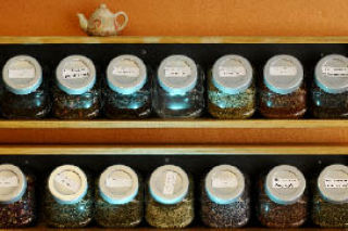A variety of teas line the shelves at Tea Treasures.