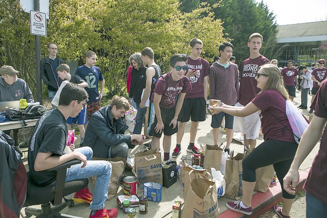 The annual Mercer Island High School band food drive collected over six tons of food for Mercer Island Youth and Family Services and Northwest Harvest on April 2-3 (photo courtesy of Craig Degginger/Mercer Island School District).