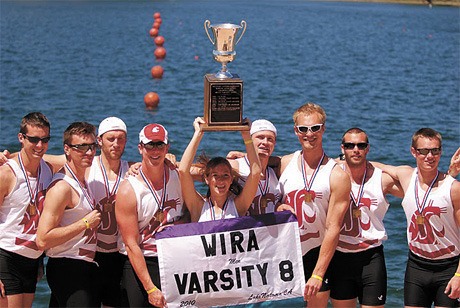 The WSU men's varsity 8's recently won the Washington Intercollegiate Rowing Association trophy. Paul Ehlers