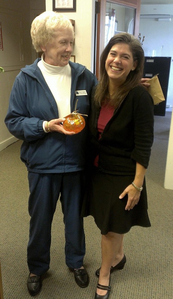 Islander Karin Pangborn was ‘pumpkined’ by Sari Weiss for her work as a volunteer for Youth and Family Services.