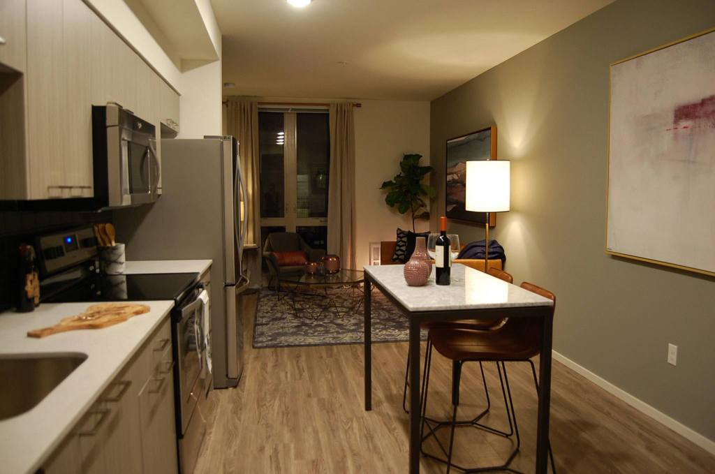 A model one-bedroom unit in the new Hadley building. Katie Metzger/staff photo
