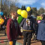Union grocery workers and their supporters &ldquo;unwelcomed&rdquo; the Mercer Island New Seasons store with music, balloons and a bread breaking ceremony on Nov. 10. Katie Metzger/staff photo