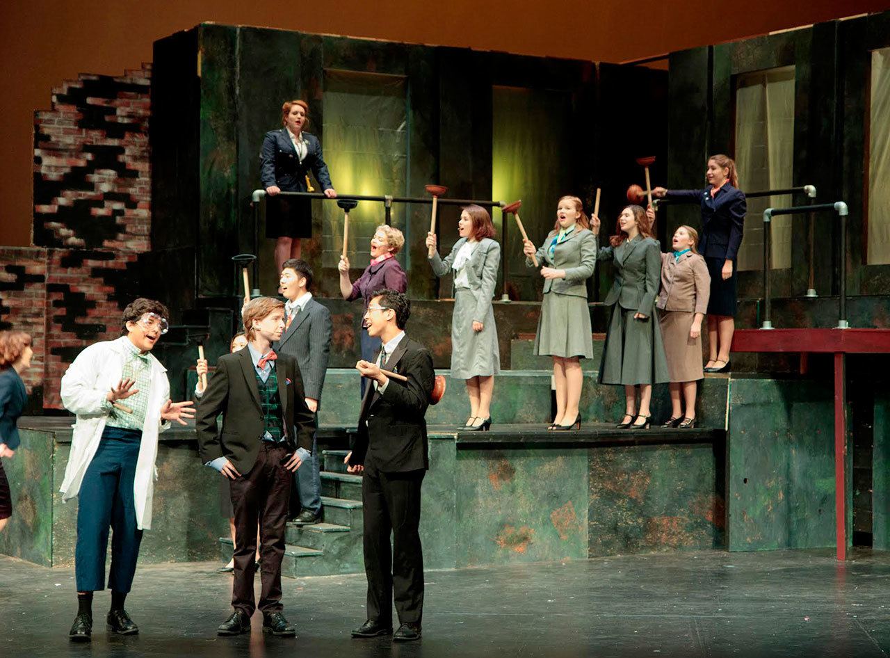 Mercer Island High School drama students perform &ldquo;Urinetown.&rdquo; Photo courtesy of MIHS Drama Department