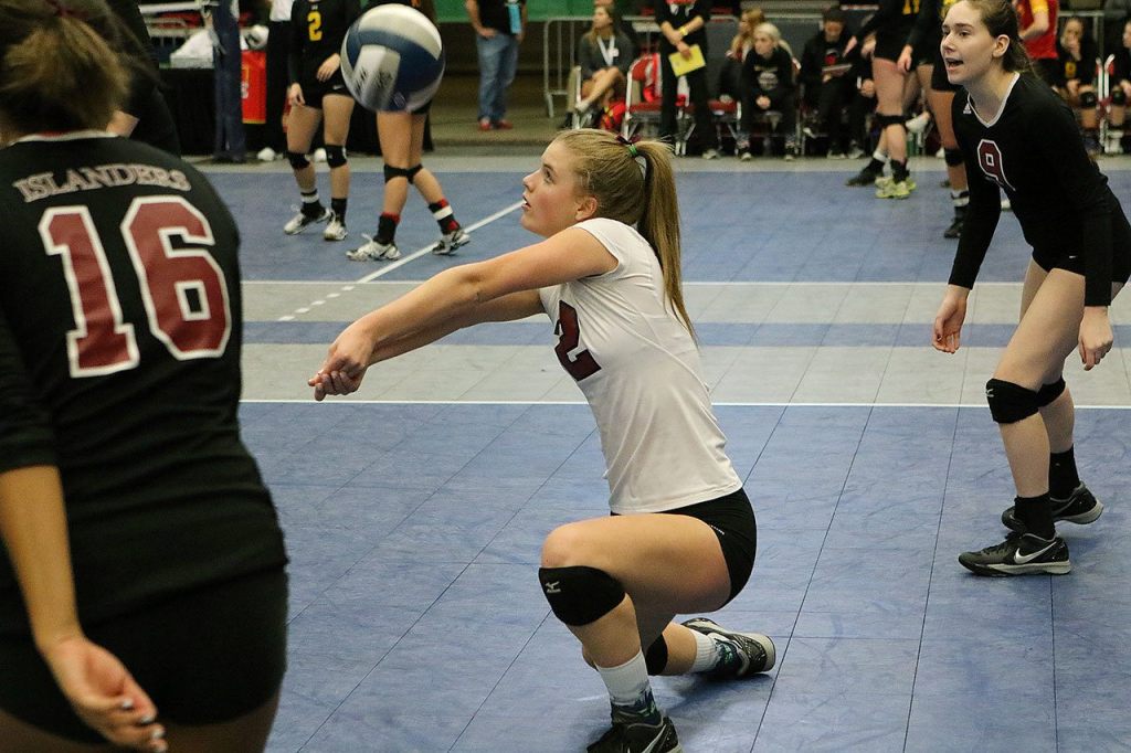 Tess Hendelman goes in for the dig against Ferndale. Photo courtesy of Willy Paine.