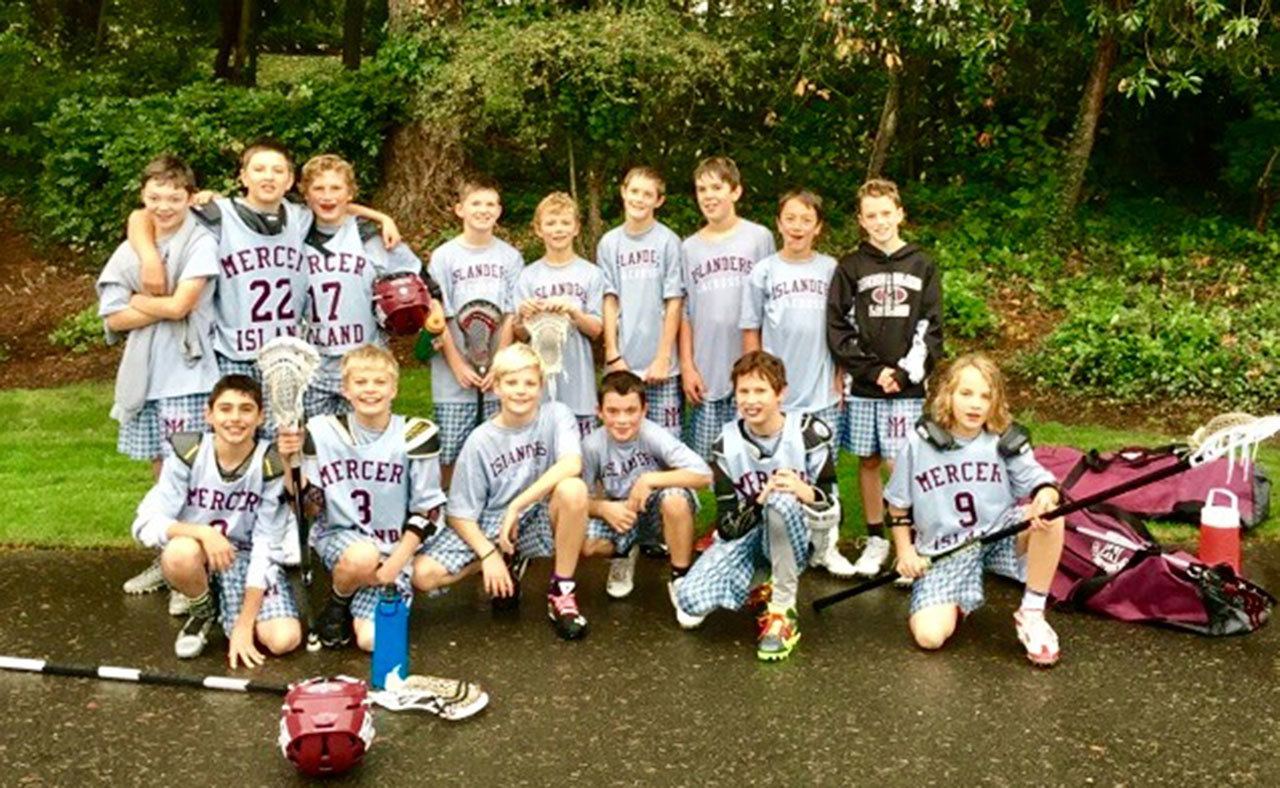 Mercer Island Lacrosse Club boys recently participated in the WA Love &ldquo;Play for a Cause&rdquo; Lacrosse Jamboree. Photo courtesy of Missy Johnson