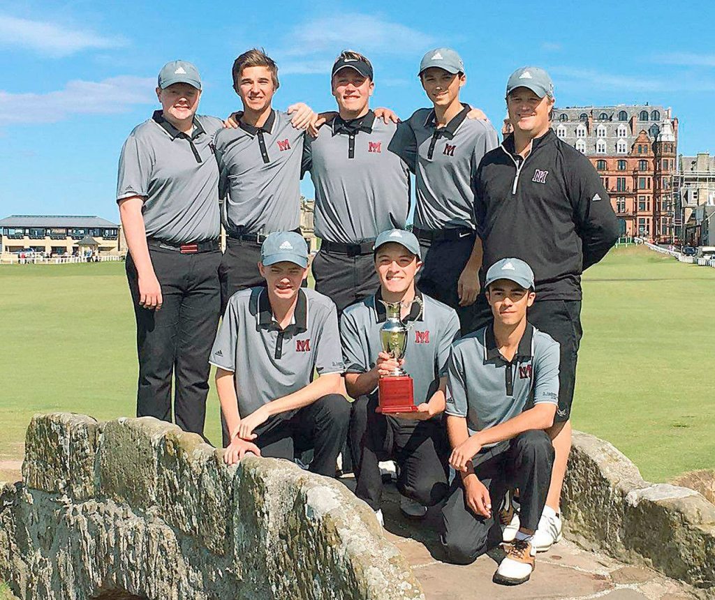 Members of the Mercer Island varsity boys golf team traveled to Scotland for a trip during the summer. Before they left, the team won the American High School Golf Championships tournament at St. Andrews. File photo.