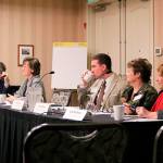 State legislators Judy Clibborn and Lisa Wellman (at right) attend the regional transportation summit at the Hilton Garden Inn in Issaquah on Nov. 22. Nicole Jennings/staff photo