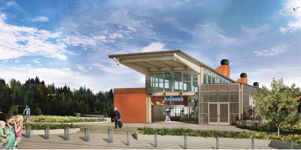 The west headhouse perspective at 77th Avenue Southeast. Image courtesy of Sound Transit