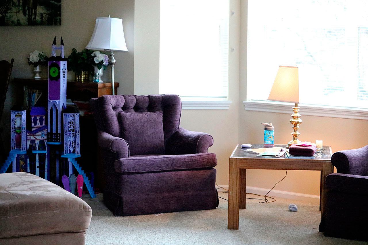 Compassion House provided Alicia with a full-sized home. In her living room are her children&rsquo;s &ldquo;Monster High&rdquo; toys, replacements after they lost all of their toys fleeing their abusive father. Nicole Jennings/staff photo