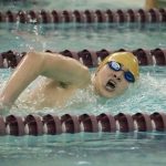 Mercer Island&rsquo;s James Richardson competes in the 500 free at the KingCo championships. Richardson placed seventh overall with a time of 4:55.86 (Joe Livarchik/staff photo).