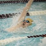 Mercer Island&rsquo;s Oliver Hoff competes in the 100 back at the KingCo championships. Hoff won the event with a time of 54.31 (Joe Livarchik/staff photo).
