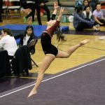 Mercer Island&rsquo;s Emerey Sampson performs in the floor event during the KingCo 2A/3A gymnastics championships on Feb. 4. Sampson qualified for districts in all four of the KingCo championship meet&rsquo;s events (photo courtesy of Willy Paine).