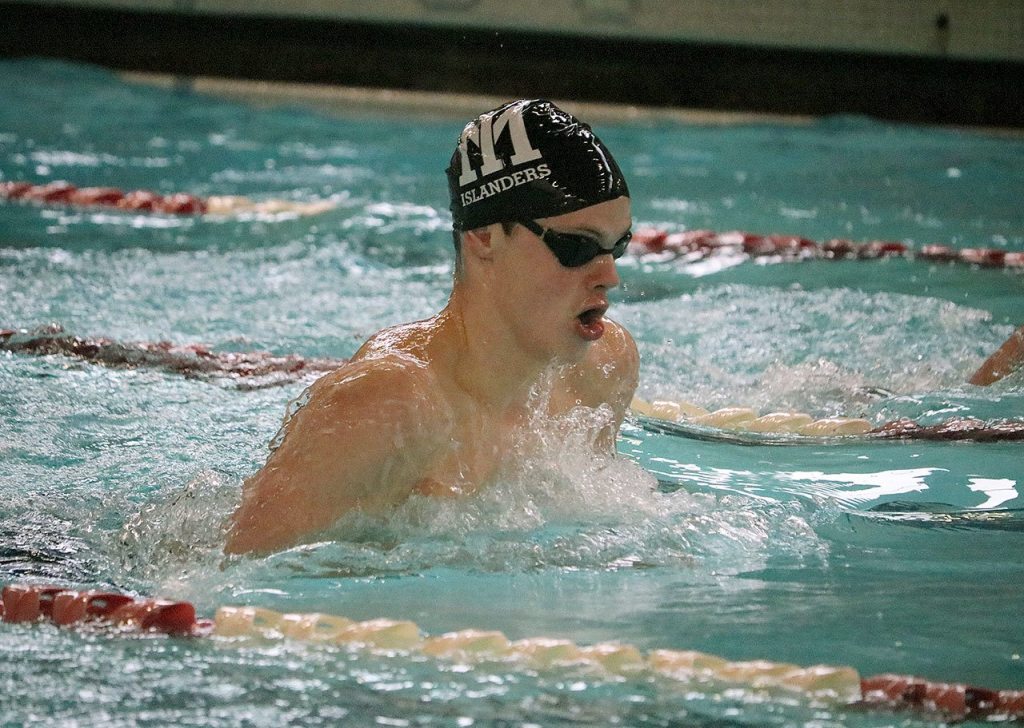 Mercer Island&rsquo;s Kyle Bailey competes in the 200 IM Saturday at Mary Wayte Pool. Bailey placed fifth with a time of 2:01.22 (Joe Livarchik/staff photo).