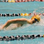 Mercer Island&rsquo;s Oliver Hoff competes in the 200 free. Hoff placed eighth with a time of 1:51.4 (Joe Livarchik/staff photo).