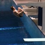 Mercer Island&rsquo;s Ben Dixon competes in the one-meter dive at the 3A state championship meet (Joe Livarchik/staff photo).