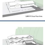 This graphic shows the current conditions (top) and maximum development (bottom) on a 9,000 square foot lot under the current Mercer Island residential code. Contributed image