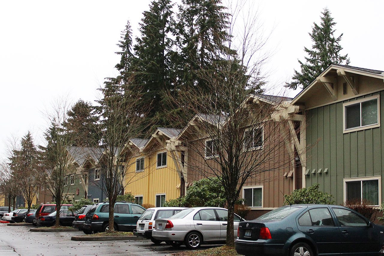 King County and the Eastside, specifically, have a low stock of affordable housing options. The privately-owned Somerset Apartments in Bellevue, pictured, are notable for having nearly 200 &ldquo;affordable&rdquo; units, according to ARCH. Allison DeAngelis/staff photo
