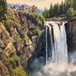 J. Craig Thorpe, the local artist featured at Covenant Shores, enjoys depicting the Northwest&rsquo;s most iconic scenes, like Snoqualmie Falls. Image courtesy of J. Craig Thorpe