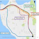 This graphic shows alternative routes for I-90 access in Mercer Island. Image courtesy of Sound Transit