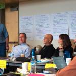 From left, Mayor Bruce Bassett, Councilmember Dave Wisenteiner, Councilmember Jeff Sanderson, City Manager Julie Underwood and Councilmember Benson Wong discuss the Mercer Island&rsquo;s priorities at the Feb. 4 planning session. Katie Metzger/staff photo