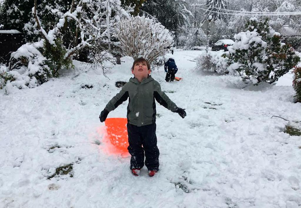 Kids sled on their day off from school. Photo courtesy of Jenna Paglia