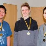 Allen Bi, Chris Elliott and Jason Zhang won the novice category at the seventh annual Pacific Lutheran University High School Programming Contest. Photo courtesy of Craig Degginger/Mercer Island School District