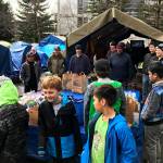 A group of Island Park Elementary third graders visited Tent City 3 on the University of Washington campus. Photo courtesy of Craig Degginger/Mercer Island School District