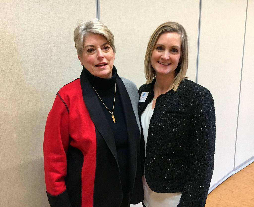 Terry Moreman and Laurie Givan pose at the February Chamber lunch. Katie Metzger/file photo