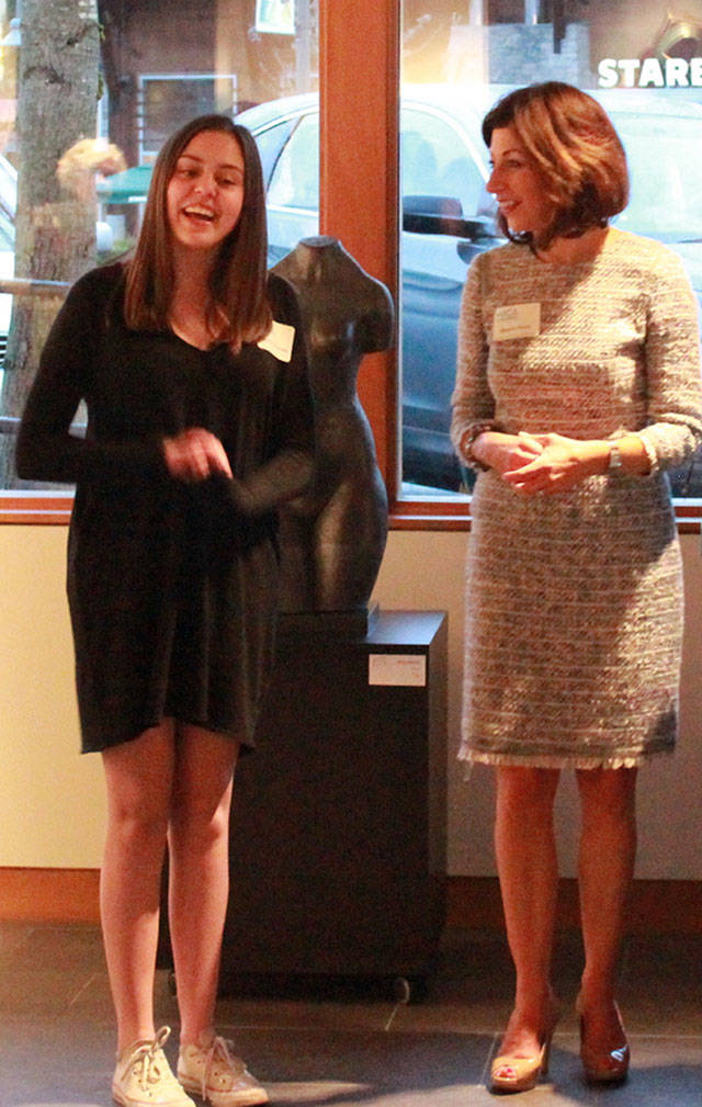 Students for MICA leader Caroline Atkinson and MICA Capital Campaign Director Sharon Perez speak at the Friends of MICA event on March 2. Photo courtesy of MICA