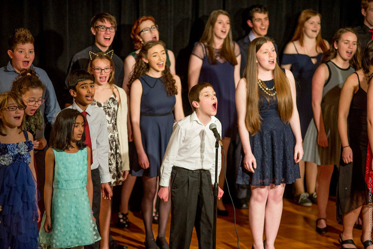 Young artists from Youth Theatre Northwest perform at the gala fundraiser on March 4, themed &ldquo;Dream Along With Me.&rdquo; Photo courtesy of 2017 Jean Johnson Productions