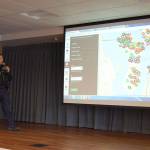 Cpl. David Canter of the Mercer Island Police Department shows a map of crimes reported in Mercer Island during a crime prevention information session at Covenant Shores on March 16. Katie Metzger/staff photo