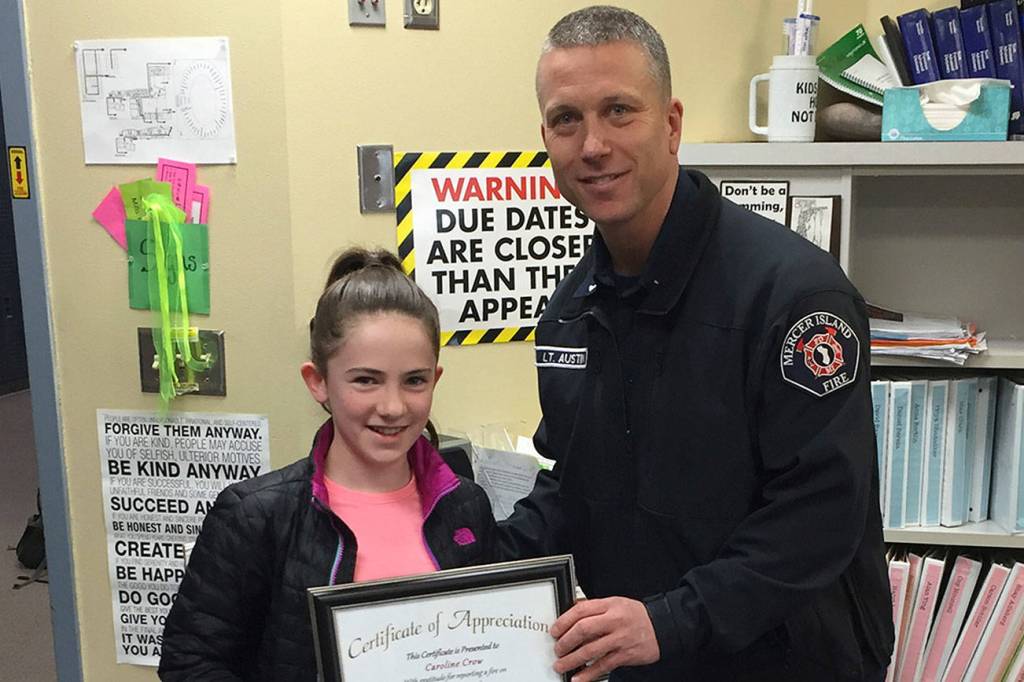 Mercer Island firefighters award middle school student for bravery