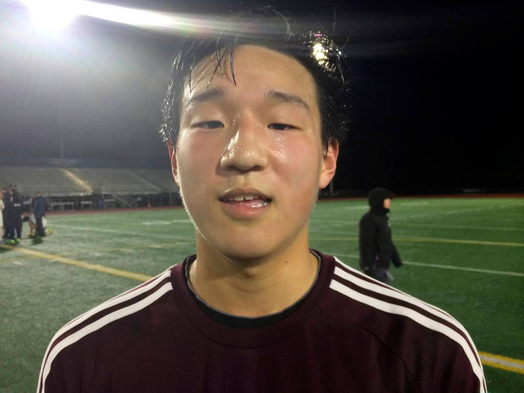 Shaun Scott, staff photo                                Mercer Island midfielder Sam Lee scored two goals against the Interlake Saints in a rivalry showdown between KingCo 3A powerhouses. The Islanders defeated the Saints 4-2 on March 21 at Interlake High School in Bellevue.