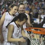 Photo courtesy of Don Borin/Stop Action Photography                                Mercer Island senior guard Kailee Yan knocked down two huge shots in the final two minutes of the Class 3A state championship game. Yan finished the game with 14 points.