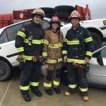 Julie Underwood poses with Mercer Island firefighter Ken Knott and MIFD Lt. Ray Austin. Photo courtesy of Ken Knott