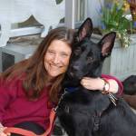Author Tracy Weber poses with her dog, Ana, at a book signing event at Mercer Island&rsquo;s MercyVet on April 14. Katie Metzger/staff photo