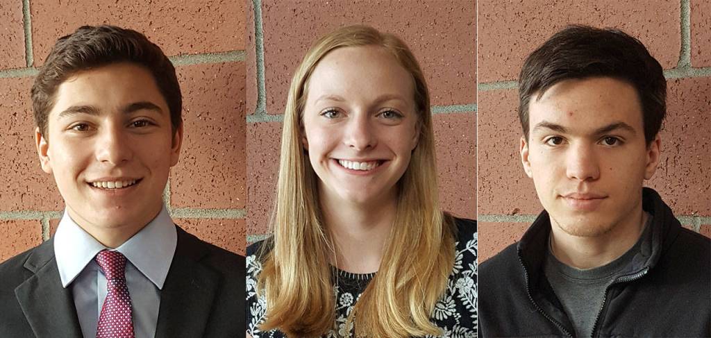 MIHS seniors Mitchell Meade, Maya Rudd and James Bellito were named Mercer Island Rotary Club&rsquo;s students of the month for April. Contributed photos