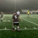 Shaun Scott, staff photo                                Mercer Island Islanders junior midfielder Emil Talerman (No. 5) scored a game-high four goals against the Sammamish Totems on April 4 in Bellevue. The Islanders defeated the Totems 9-0.