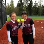 Photo courtesy of Carla Barokas                                Mercer Island softball players Olivia Kane, left, and Angelina Barokas, right, pose for a quick picture following Mercer Island&rsquo;s 18-15 win against the Liberty Patriots on April 19. Kane connected on a grand-slam in the top of the fifth inning and Barokas had a home-run in the top of the sixth inning.