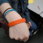 The bracelets have &ldquo;K-Kids Cure Cancer&rdquo; printed on them. Katie Metzger/staff photo