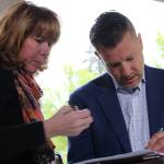 Joshua Freed, right, is the chair of Citizens for a Safe King County. The group has launched a campaign to gather signatures to place an initiative on the November ballot which would prohibit government-funded injection sites in the county. Aaron Kunkler/Redmond Reporter