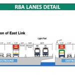 This rendering shows the R8A configuration of I-90, with four lanes in the outer roadways and light rail in the center lanes. Light rail service is scheduled to begin in 2023. Image courtesy of WSDOT