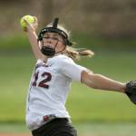Photo courtesy of Jim Nicholson                                Mercer Island pitcher Maddie Rowe delivers a pitch against the Liberty Patriots in the season finale on May 5.