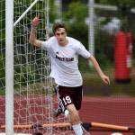 Photo courtesy of Jim Nicholson                                Mercer Island Islanders senior forward Lucas Meek celebrates after scoring a goal in the first half of play. Mercer Island defeated Shorecrest 5-0 in the first round of the Class 3A state playoffs on May 16.