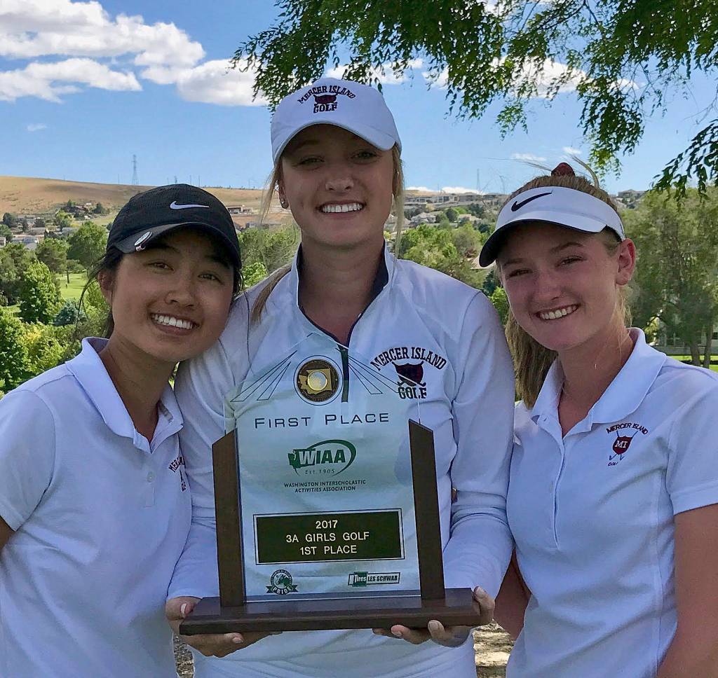 Photo courtesy of Tim Okamura                                The Mercer Island Islanders girls golf team captured the Class 3a state championship on May 24 at Canyon Lakes Golf Course.