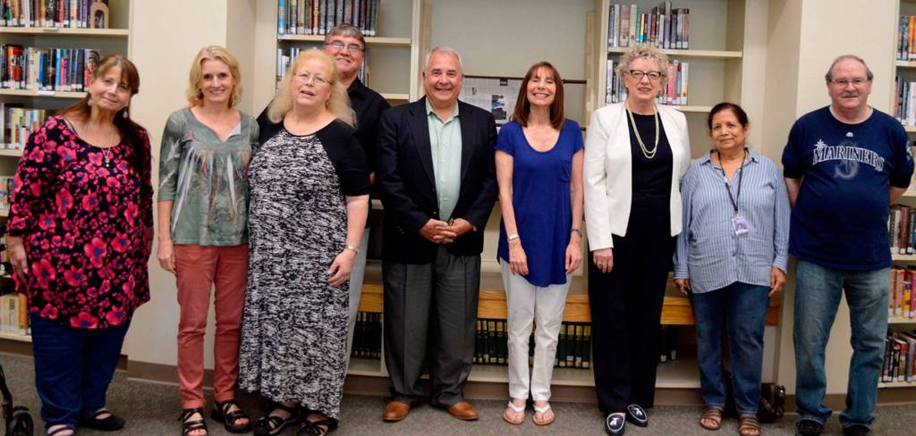 Mercer Island&rsquo;s retiring teachers were honored on May 31 in the high school library. Photo courtesy of Craig Degginger/Mercer Island School District