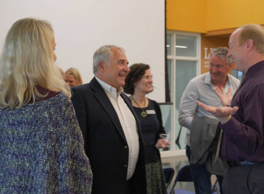 Dr. Gary Plano speaks to community members at his retirement celebration on June 15 at Northwood Elementary. Katie Metzger/staff photo