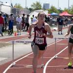 Photo courtesy of Don Borin/Stop Action Photography                                Mercer Island track athlete Kendra Watson, left, rounds the corner while competing in the 300-meter hurdles at the Class 3A state track meet on May 27 at Mount Tahoma High School in Tacoma.
