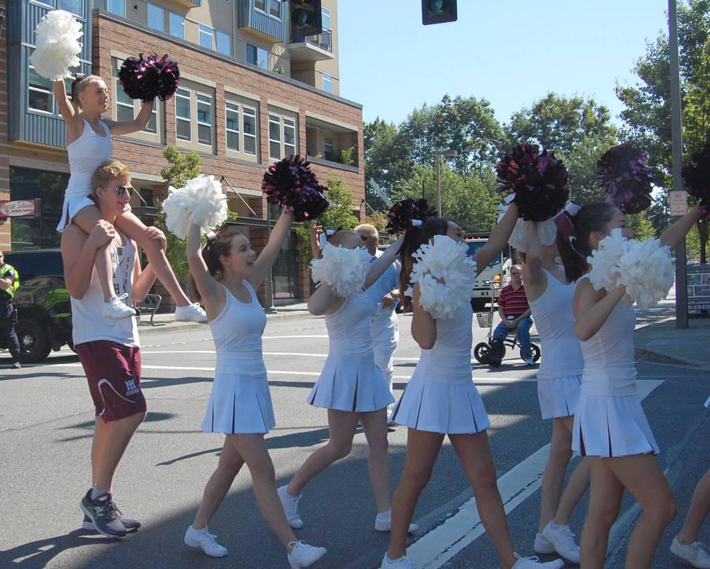 Mercer Island cheerleaders march in the parade. Katie Metzger/staff photo