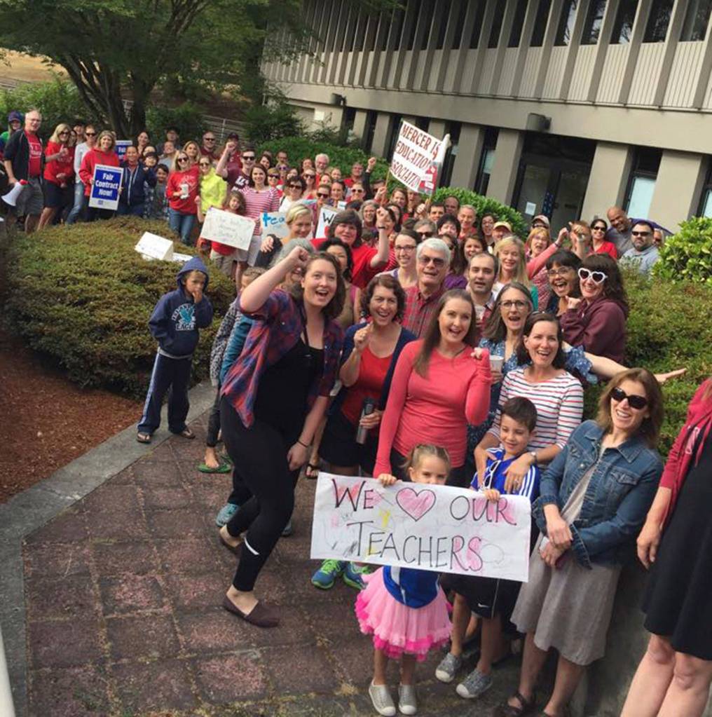 MIEA members gather to support increased pay for teachers. Photo courtesy of MIEA